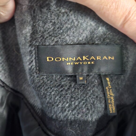 Donna Karan Plaid Black and Grey Wool Coat, Sz M EUC - Picture 3 of 3